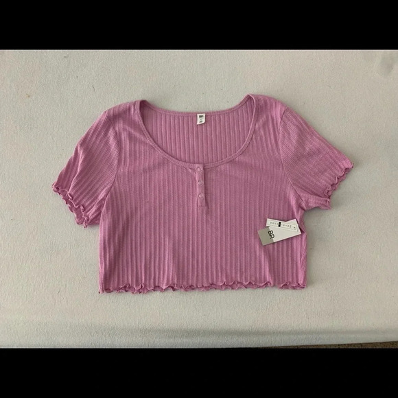 Bp pointelle rib crop Henley light purple size XL - Picture 5 of 7